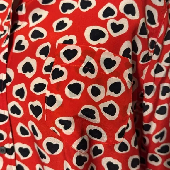 J Crew Classic-fit boy shirt in silk heart print size 10 - Picture 5 of 8